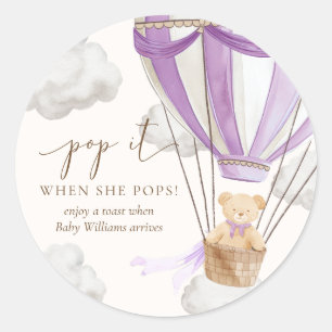 Bearly Wait Teddy Bear Lilac Pop It When She Pops Classic Round Sticker