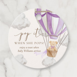 Bearly Wait Teddy Bear Lilac Pop It When She Pops Favor Tags