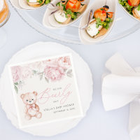 Bearly Wait Teddy Bear Peony Baby Shower Paper
