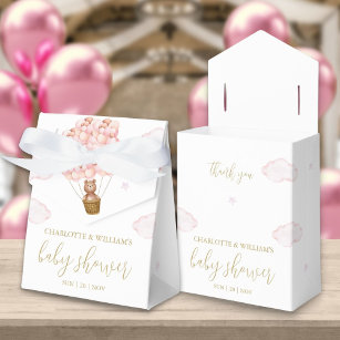 Bearly Wait Teddy Bear Pink Girl Baby Shower Favor Boxes
