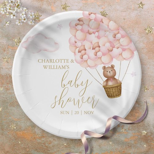 Bearly Wait Teddy Bear Pink Girl Baby Shower Paper Plates