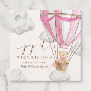 Bearly Wait Teddy Bear Pink Pop It When She Pops Favor Tags