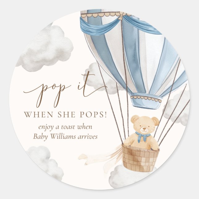 Bearly Wait Teddy Bear Pop It When She Pops Classic Round Sticker (Front)