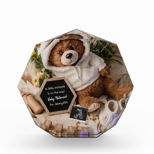 Bearly Wait Teddy Bear Pregnancy Announcement gift Photo Block