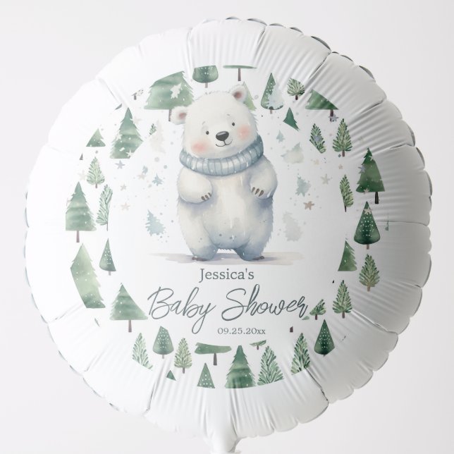 Bearly Wait Teddy Bear Winter Baby Shower  Balloon (Front)