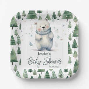 Bearly Wait Teddy Bear Winter Baby Shower Paper Plates