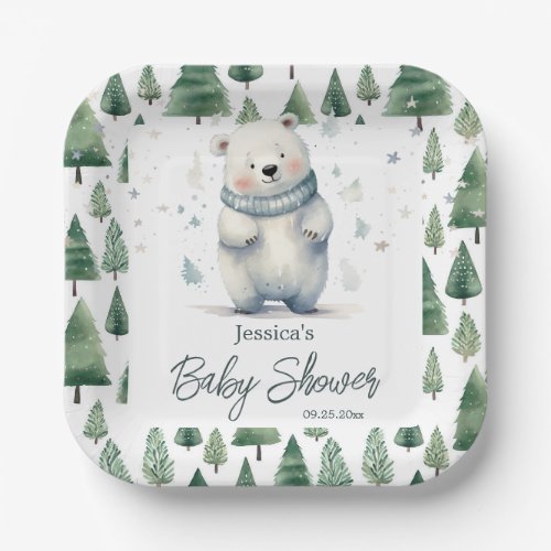 Bearly Wait Teddy Bear Winter Baby Shower  Paper Plates