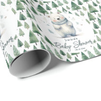 Bearly Wait Teddy Bear Winter Baby Shower  Wrapping Paper