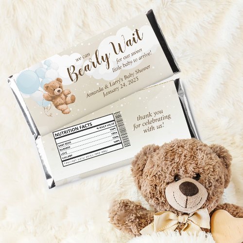 Bearly Wait Teddy Bear with Blue Balloons Hershey Bar Favors