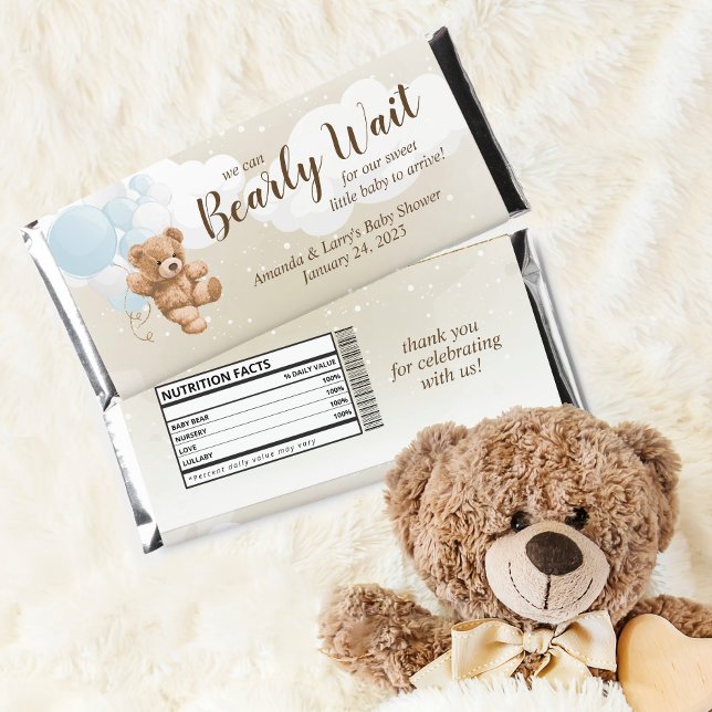 Bearly Wait Teddy Bear with Blue Balloons Hershey Bar Favors (Creator Uploaded)