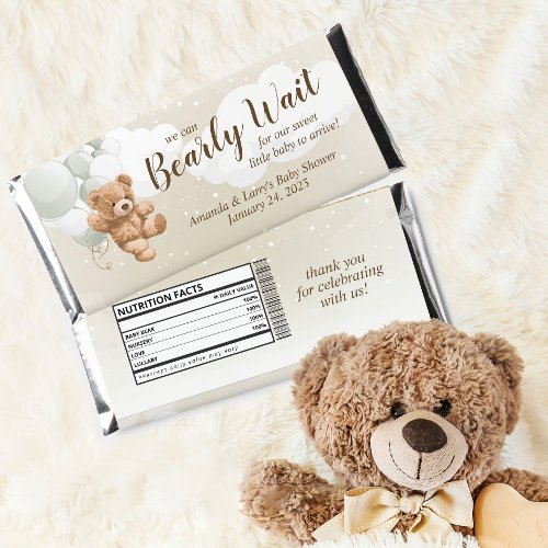 Bearly Wait Teddy Bear with Sage Balloons Hershey Bar Favors