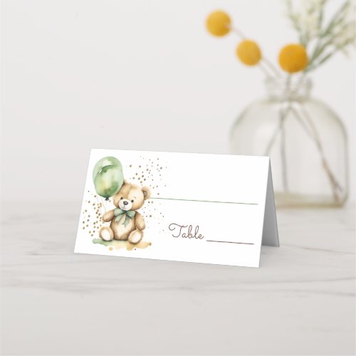 Bearly wait teddy green baby shower place card