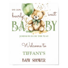 Bearly wait teddy green baby shower welcome sign