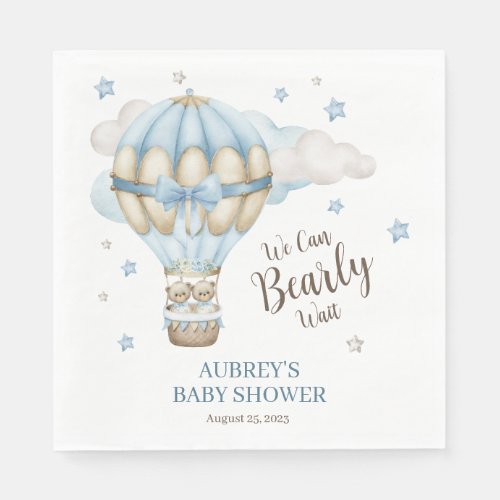 Bearly Wait Twin Boy Baby Shower Napkins