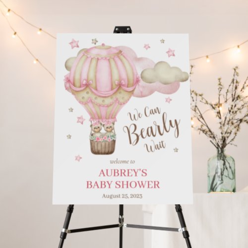 Bearly Wait Twin Girl Baby Shower Foam Board