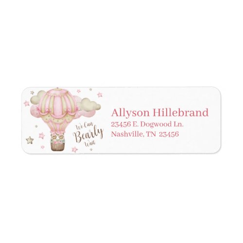 Bearly Wait Twin Girl Baby Shower Return Address Label