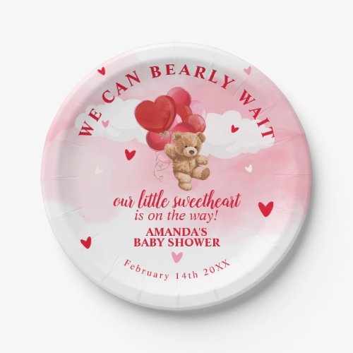 Bearly Wait Valentines Baby Shower Paper Plates