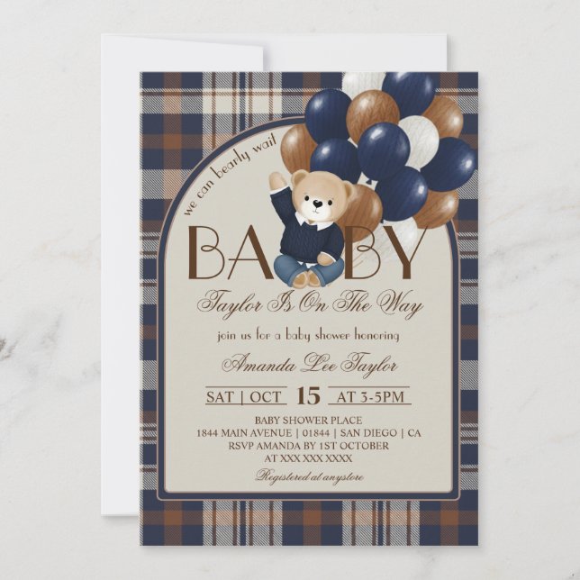 Bearly Wait Vintage Baby Shower Invitation (Front)