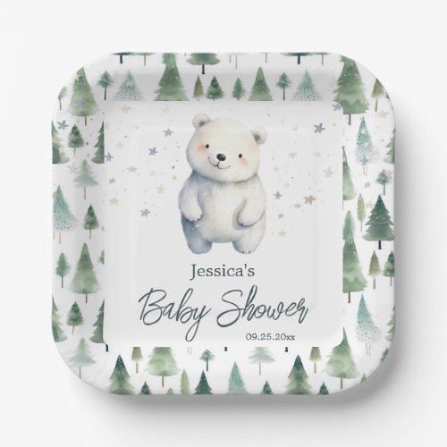 Bearly Wait Winter Baby Shower  Paper Plates