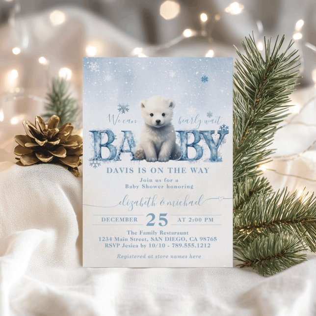 Bearly Wait Winter Modern Baby Shower Invitation (Creator Uploaded)