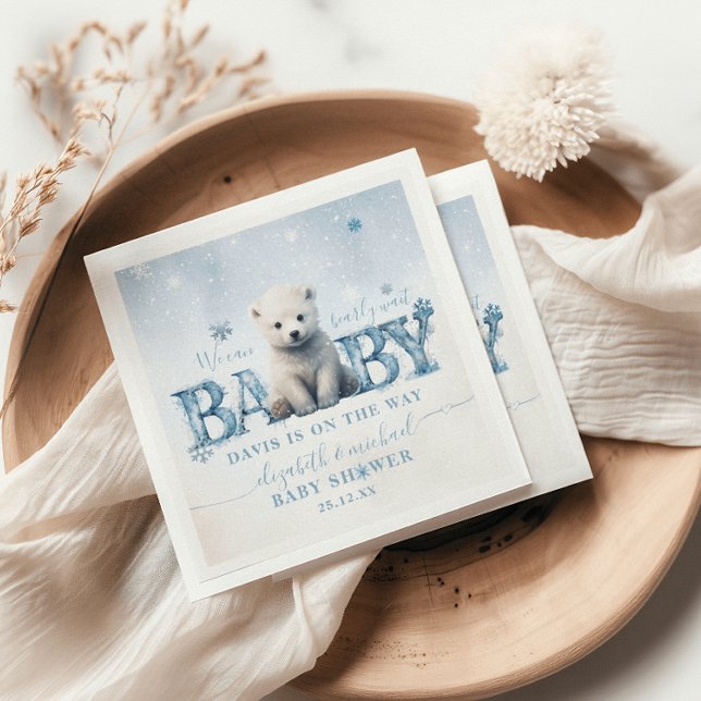 Bearly Wait Winter Modern Polar Bear Baby Shower Napkins (Creator Uploaded)