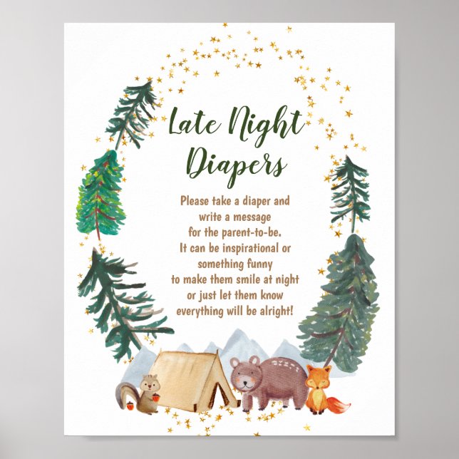 Bearly Waits late night diapers game poster (Front)
