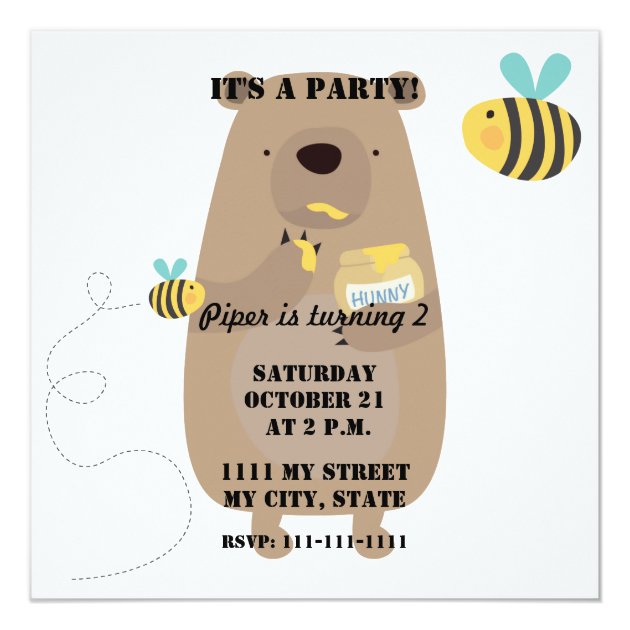 Bears And Bees Invitation