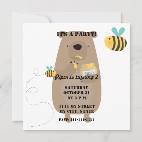 Bears and Bees Invitation