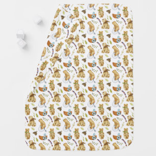 Bears and Boats Pattern Baby Blanket