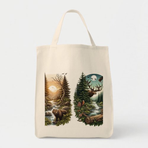 bears and deer  tote bag