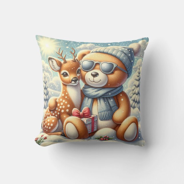 Bears and rocks throw pillow (Front)