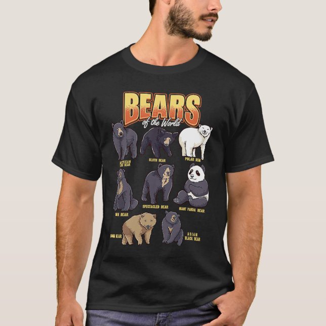 Bears Animals of the World Wildlife Zoo Animal Bea T-Shirt (Front)