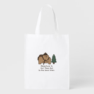 Bears Are Cute But Deadly Hiking Adventure Joke Grocery Bag
