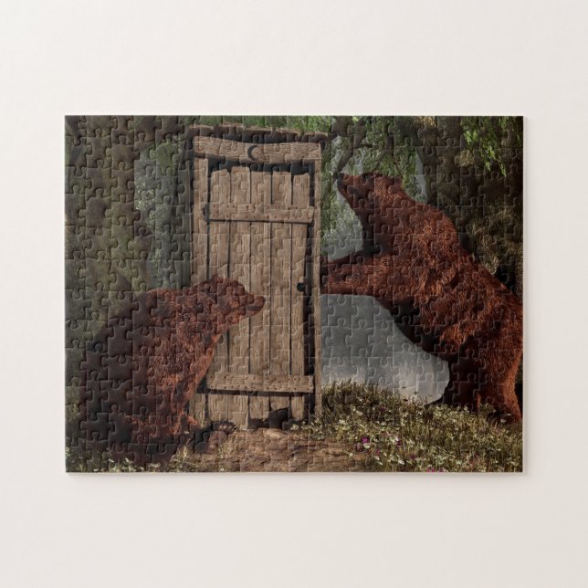 Bears Around The Outhouse Jigsaw Puzzle (Horizontal)