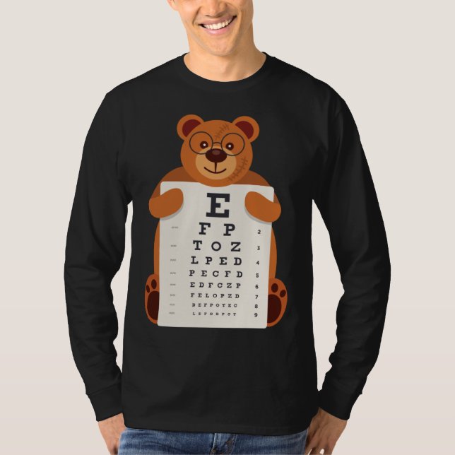Bears Baby Bear Holding Eye Chart Artistic Opticia T-Shirt (Front)