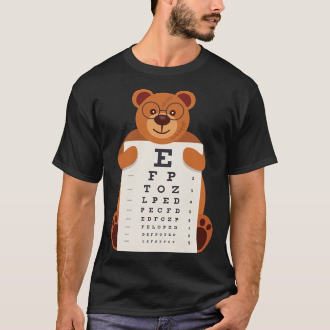 Bears Baby Bear Holding Eye Chart Artistic Opticia T-Shirt (Front)