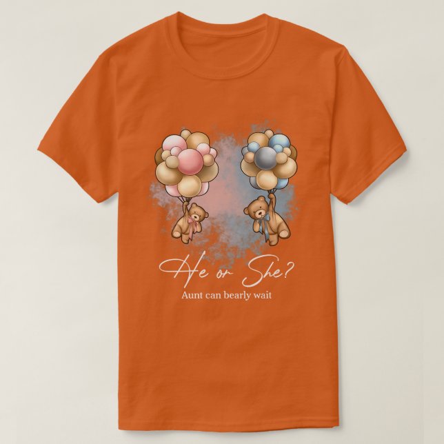 Bears Balloons Aunt Can Bearly Wait Gender Reveal  T-Shirt (Design Front)