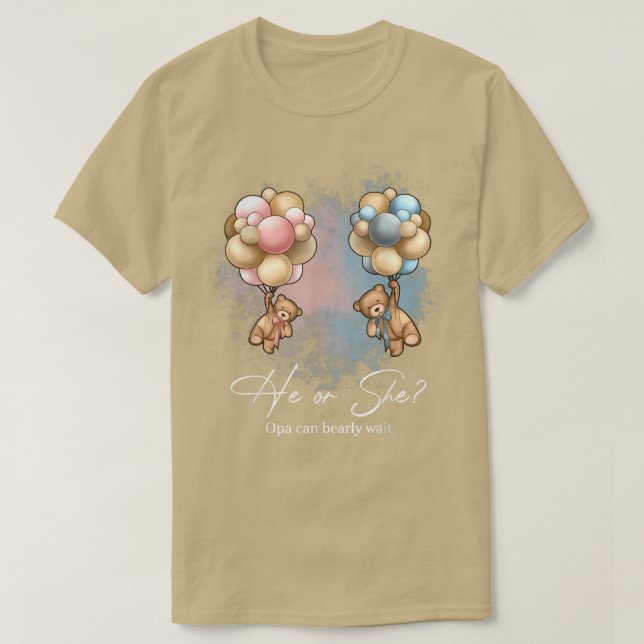 Bears Balloons OPA Can Bearly Wait Gender Reveal  T-Shirt (Design Front)
