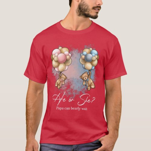 Bears Balloons Papa Can Bearly Wait Gender Reveal  T_Shirt