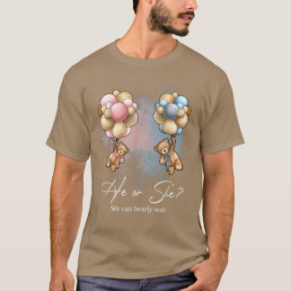 Bears Balloons We Can Bearly Wait Gender Reveal  T-Shirt