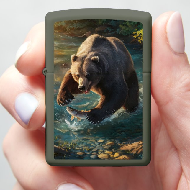Bears Bounty: Fishing Feast Zippo Lighter (In Hand)