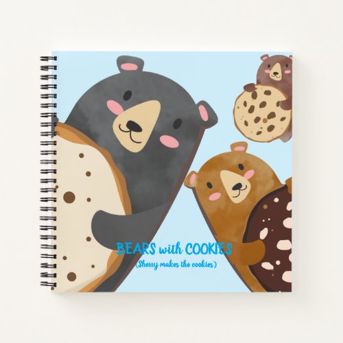 Bears cookies baking personalized cookbook recipe notebook