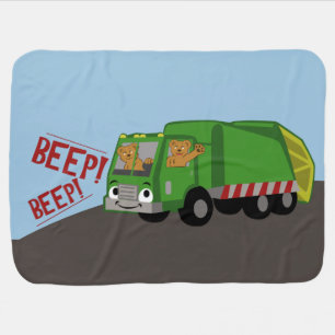 Bears Driving a Trash Truck Baby Blanket