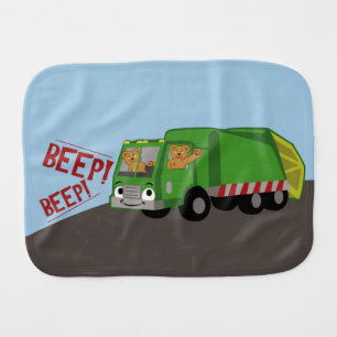 Bears Driving a Trash Truck Baby Burp Cloth