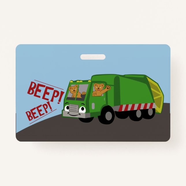 Bears Driving a Trash Truck Badge (Front)