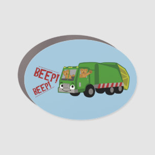 Bears Driving a Trash Truck Car Magnet
