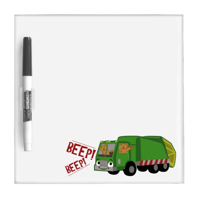 Bears Driving a Trash Truck Dry Erase Board (Front)