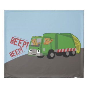 Bears Driving a Trash Truck Duvet Cover