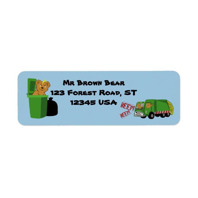 Bears Driving a Trash Truck Label (Front)