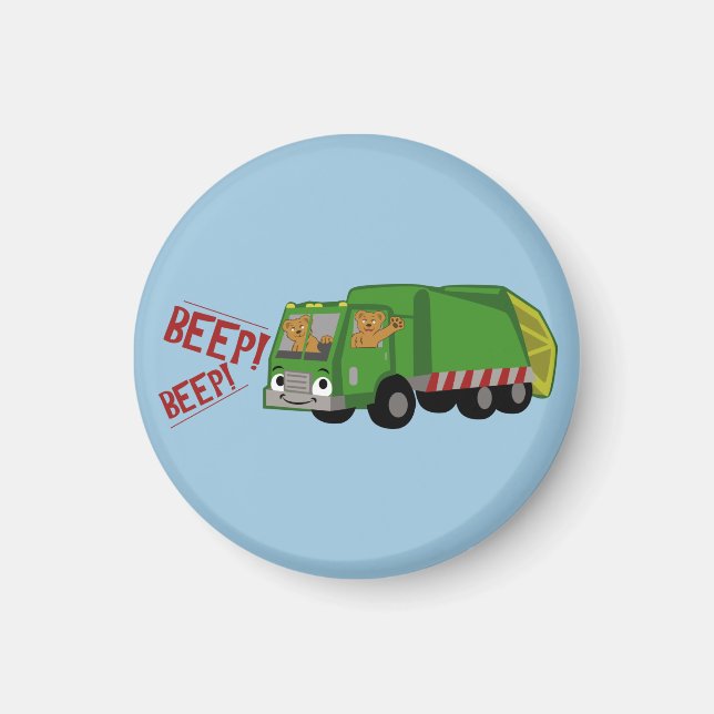 Bears Driving a Trash Truck Magnet (Front)